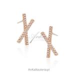 Srebrne kolczyki pozłacane różowym złotem z cyrkoniamii w sklepie internetowym AnKa Biżuteria