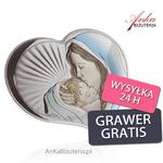 Srebrny obrazek Madonna z dzieciątkiem w sercu 14,5 cm x 12,5 cm w sklepie internetowym AnKa Biżuteria