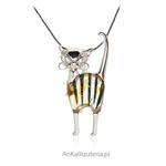 Mały Elegancik - Srebrny kotek z bursztynu w sklepie internetowym AnKa Biżuteria
