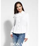 Biała elegancka koszula z delikatną baskinką LORA 029-biały 029-biały, Rozmiar: S Wysyłka w 24h, darmowa dostawa od 99PLN, mozliwość zakupu teraz i zapłaty za 30 dni - PayU - płacę później w sklepie internetowym Bonays.pl