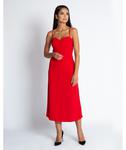 Czerwona sukienka midi na cieniutkich ramiączkach - Nail 173-czerwony 173-czerwony, Rozmiar: S Wysyłka w 24h, darmowa dostawa od 99PLN, mozliwość zakupu teraz i zapłaty za 30 dni - PayU - płacę w sklepie internetowym Bonays.pl