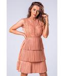 Brzoskwiniowa sukienka z plisowanym dołem i koronką ESTINA estina-peach-d162 estina-peach-d162, Rozmiar: S Wysyłka w 24h, darmowa dostawa od 99PLN, mozliwość zakupu teraz i zapłaty za 30 dni - PayU w sklepie internetowym Bonays.pl