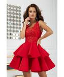 Czerwona rozkloszowana sukienka z falbankami GRACE B2122-32 B2122-32, Rozmiar: 34 Wysyłka w 24h, darmowa dostawa od 99PLN, mozliwość zakupu teraz i zapłaty za 30 dni - PayU - płacę później w sklepie internetowym Bonays.pl