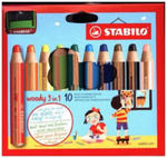 Buntstift, Wasserfarbe & Wachsmalkreide - STABILO woody 3 in 1 - 10er Pack mit Spitzer - mit 10 verschiedenen Farben w sklepie internetowym Libristo.pl