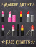 Makeup Artist Face Charts: Makeup cards to paint the face directly on paper with real make-up - Ideal for: professional make-up artists, vloggers w sklepie internetowym Libristo.pl