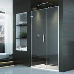 Drzwi prysznicowe jednoczęściowe ze ścianką stałą w linii z lewym profilem przyściennym Pur produkcji SanSwiss PU31PG0901007 w sklepie internetowym Stylowalazienka.pl