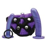 Zestaw strap-on dla początkujących - Tantus Bend Over Beginner Harness Kit  fioletowy w sklepie internetowym PokojRozkoszy.pl 