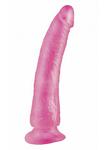 Dildo szczupłe z przyssawką - PIPEDREAM Basix Rubber Works Slim 7" with Suction Cup - Różowy w sklepie internetowym PokojRozkoszy.pl 