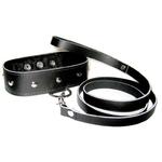 Sportsheets Leather Collar & Leash Set – Obroża i smycz SM w sklepie internetowym PokojRozkoszy.pl 