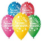 Balon Premium "W dniu Urodzin" kolorowe, 12s"/5szt w sklepie internetowym Kraszek