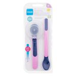 MAM Heat Sensitive Spoons & Cover 6m+ Pink naczynia Łyżka długa 1 sztuka + łyżka krótka 1 sztuka + etui na łyżkę dla dzieci w sklepie internetowym ELNINO PARFUM