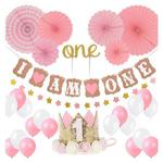 Zestaw balonów urodzinowych na roczek dla dziewczynki - różowy w sklepie internetowym Selero.pl