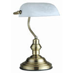 Globo lampa stołowa Antique 2492 stare złoto, szkło białe alabaster Bankers, Bankerska w sklepie internetowym Elektryczny.com