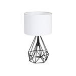 Milagro TRIANGOLO ML164 lampa stołowa nowoczesna czarny metalowy koszyk abażur tkanina biała 1xE27 32cm w sklepie internetowym Elektryczny.com