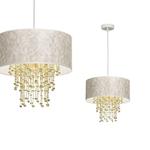 Milagro ALMERIA WHITE/GOLD MLP6446 lampa wisząca abażur biały / złoty kryształowe sznurki 1x60W E27 35cm w sklepie internetowym Elektryczny.com