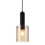 Italux Sardo Rain PND-5581-1-BK+RNAMB lampa wisząca nowoczesna stalowa czarny klosz szkło bursztynowy mokry IP20 E27 1x40W 13cm w sklepie internetowym Elektryczny.com