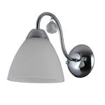 Italux Lugano WL-5643-1 kinkiet lampa ścienna chrom stal klosz szkło biały kryształ E27 1x40W IP20 19cm w sklepie internetowym Elektryczny.com