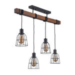 Italux Reda PND-4793-4-L lampa wisząca industrialna stal drewno czarny mat klosze koszyki 80cm IP20 4xE27 40W w sklepie internetowym Elektryczny.com