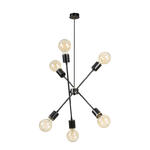 Emibig VENDERO 6 BLACK 347/6 lampa wisząca oryginalna regulowana wysokość czarna złote dodatki 6x60W E27 42cm w sklepie internetowym Elektryczny.com