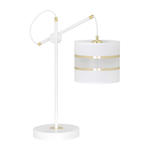 Emibig KORNO LN1 WHITE 649/LN1 lampa stołowa elegancka biało-złoty abażur regulowana 1x60W E27 30cm w sklepie internetowym Elektryczny.com