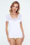 Koszulka damska z krótkim rękawem i koronką Prima Eldar tiul biała w sklepie internetowym SklepKZ
