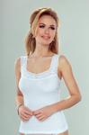Koszulka damska z grubymi koronkowymi ramiączkami i koronkowym dekoltem Arietta biała w sklepie internetowym SklepKZ