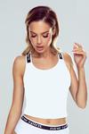 Koszulka damska z ozdobnymi skrzyżowanymi na plecach ramiączkami Aurelia biała w sklepie internetowym SklepKZ
