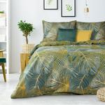 Pościel satynowa MELANIA 140x200 Eurofirany zielona żółta palmowe liście w sklepie internetowym SklepKZ