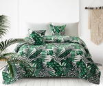 Narzuta dekoracyjna JUNGLE 160x220 pikowana kremowa zielona czarna tropikalne liście w sklepie internetowym SklepKZ