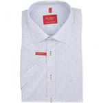 Non Iron - jasna koszula bawełniana w drobny prążek krótki rękaw Modern Fit 43150365618 w sklepie internetowym MenSklep