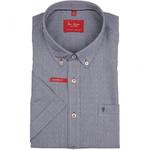 Non Iron - szara koszula bawełniana z delikatnym wzorem z krótkim rękawem Modern Fit 43130366117 w sklepie internetowym MenSklep