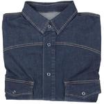 Męska koszula jeansowa z napami i stretchem - niebieska w sklepie internetowym MenSklep