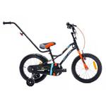 Rowerek dla chłopca 16 cali Tiger Bike z pchaczem czarno - pomarańczow - turkusowy w sklepie internetowym rahi.pl