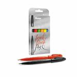 Zestaw flamastrów pędzelkowych do kaligrafii i liternictwa Pentel - 6 kolorów w sklepie internetowym Świat Artysty 