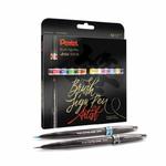 Zestaw flamastrów pędzelkowych do kaligrafii i liternictwa Pentel - 12 kolorów w sklepie internetowym Świat Artysty 
