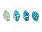 Leaves Opaque Lt Gray - Capri Blue - Copper Inlay 12x7mm - 6 sztuk w sklepie internetowym Kadoro.pl