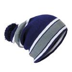 Czapka beanie w paski z pomponem niebiesko-szara w sklepie internetowym RockZone.pl