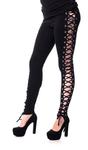 Gotyckie legginsy z gorsetowym wiązaniem - MANA LEGGINS w sklepie internetowym RockZone.pl