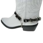 Bootstraps, paski skórzane do butów z nitami concho i łańcuszkiem w sklepie internetowym RockZone.pl