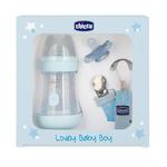 Chicco lovely baby boy zestaw butelka antykolkowa perfect 5 150ml + smoczek physioforma mini soft + tasiemka do smoczka w sklepie internetowym Fashionup.pl