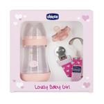 Chicco lovely baby girl zestaw butelka antykolkowa perfect 5 150ml + smoczek physioforma mini soft + tasiemka do smoczka w sklepie internetowym Fashionup.pl