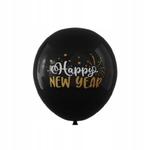 Balony lateksowe czarne ze złotym białym napisem Happy New Year 30 cm 30szt w sklepie internetowym nasze ledy