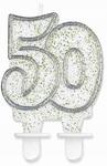 Świeczka urodzinowa 50 brokatowe srebrne na tort w sklepie internetowym nasze ledy