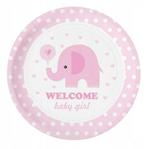 Talerzyki papierowe BABY SHOWER 6 sztuk różowe w sklepie internetowym nasze ledy