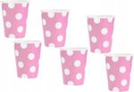 Kubki papierowe różowe 6 szt urodziny groszki w sklepie internetowym nasze ledy