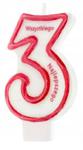 Świeczka urodzinowa cyfra 3 na tort urodziny trzy w sklepie internetowym nasze ledy