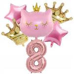 Zestaw balonów 8 ósme urodziny kotek kot różowy w sklepie internetowym nasze ledy