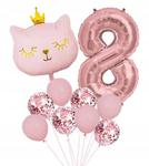 Zestaw balonów ósme 8 urodziny kotek różowy hel w sklepie internetowym nasze ledy