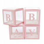 Zestaw pudełek na balony różowe baby shower 4 szt w sklepie internetowym nasze ledy