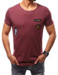 T-shirt męski z naszywkami bordowy (rx2079) - Bordowy w sklepie internetowym Dstreet.pl